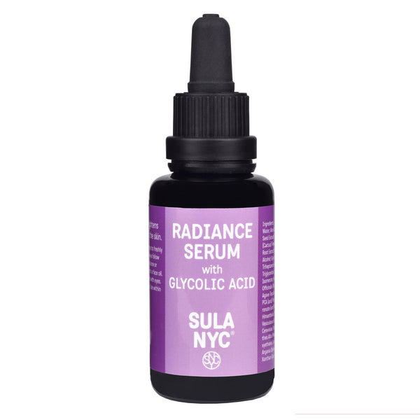 Black glass dropper bottle Radiance Serum with Glycolic Acid